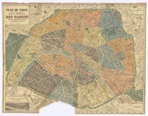 Plan de Paris dressé spécialement pour les magasins du Bon Marché, Maison Aristide Boucicaut / par H. Tropé, cartographe.